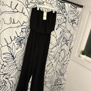 Black, double layered chest, strapless wide leg romper